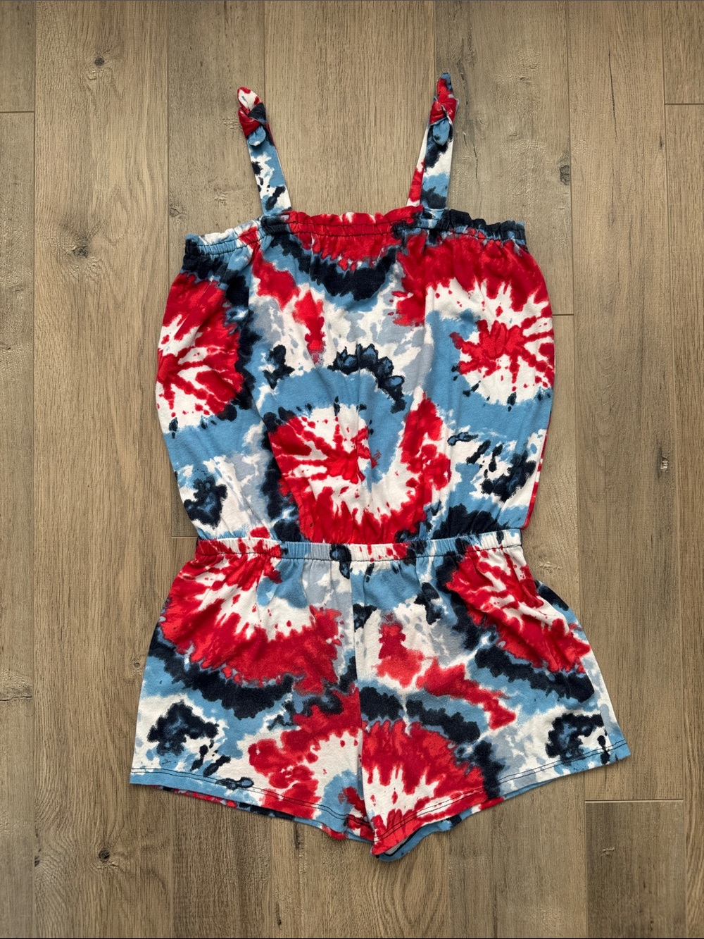 The Children's Place Red, Blue & White Tie-Dye Sleeveless Romper